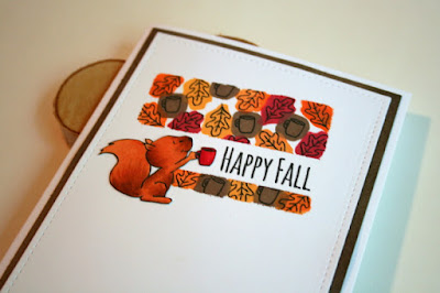 Coffee Loving Squirrel with Reverse Stamping by Jess Crafts using Gerda Steiner Designs Happy Fall