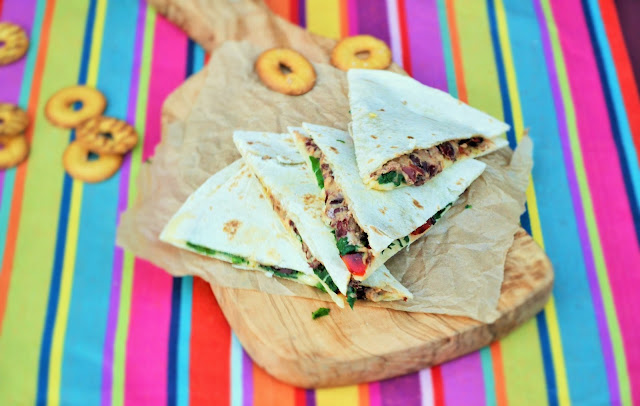 Bean, Spinach and Red Pepper Quesadillas