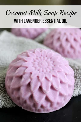 Learn how to make diy soap making with this recipe for coconut milk soap with lavender essential oil.  This soap making DIY is natural using natural ingredients and essential oils.  Soap making natural recipes like this help you make soap for fun or profit.  If you need soap making ideas, try this.  #soap #soapmaking #coconutmilk #lavender #essentialoil