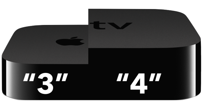 New Apple TV 3 next to an Apple TV 4