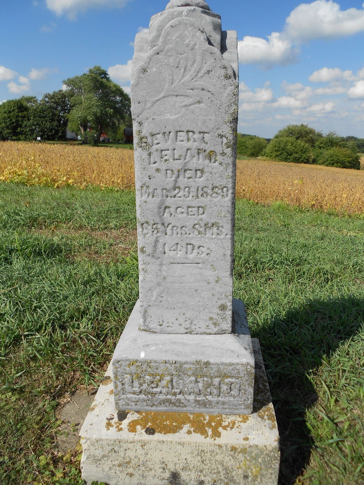 GeneaMusings Tombstone Tuesday Severt T. Leland (18041889) of Deerfield WI