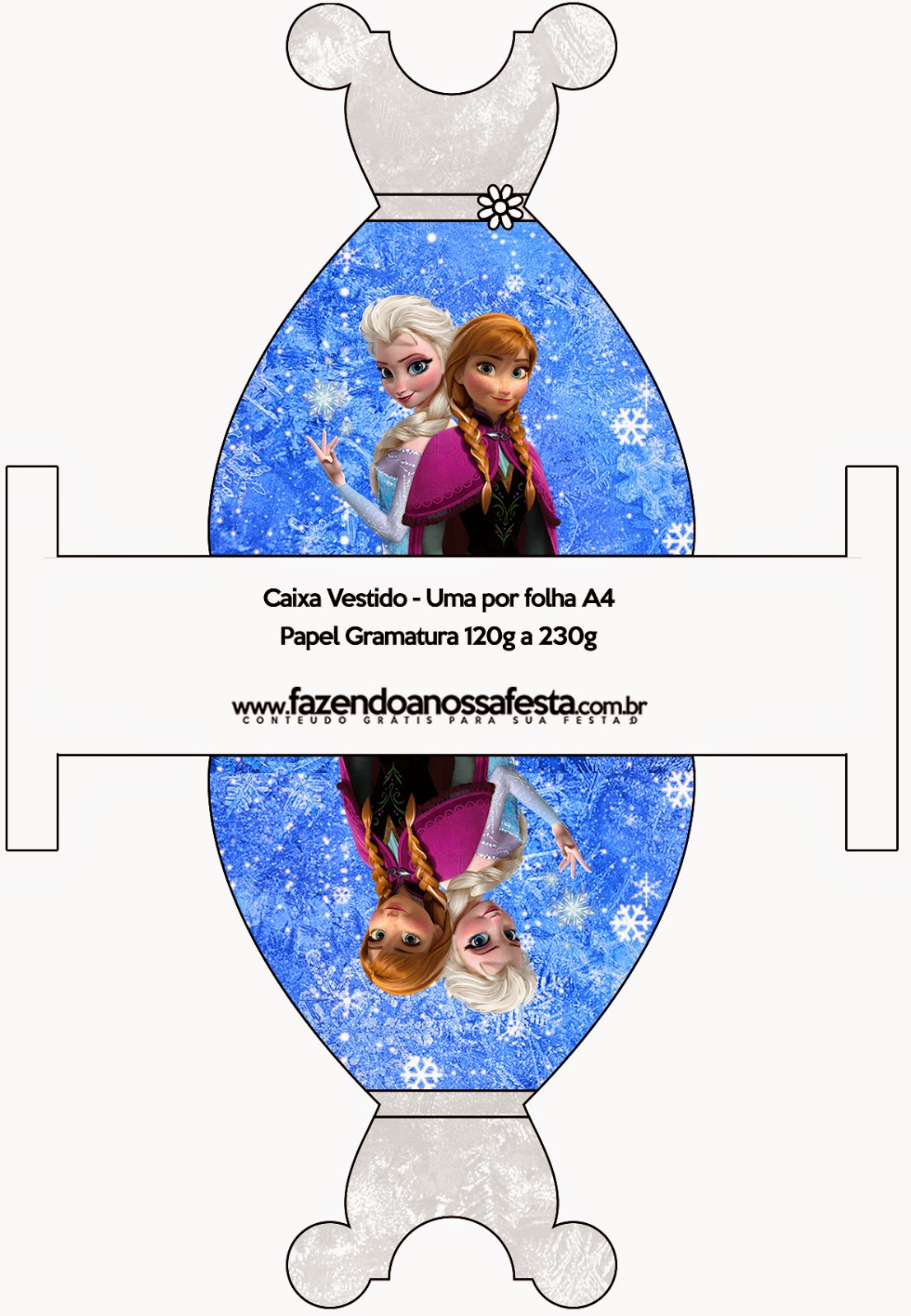 Frozen Nevando: Cajas para Imprimir Gratis Este es para cajas con forma de vestido,