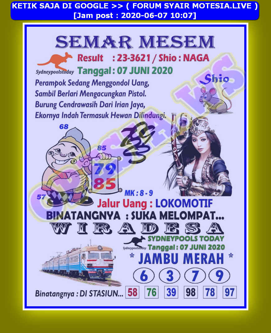 1 New Message Kode Syair Sydney 7 Juni 2020 Forum Syair Togel Hongkong Singapura Sydney