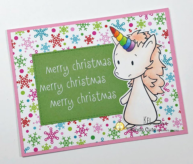 Christmas card using a unicorn digital stamp