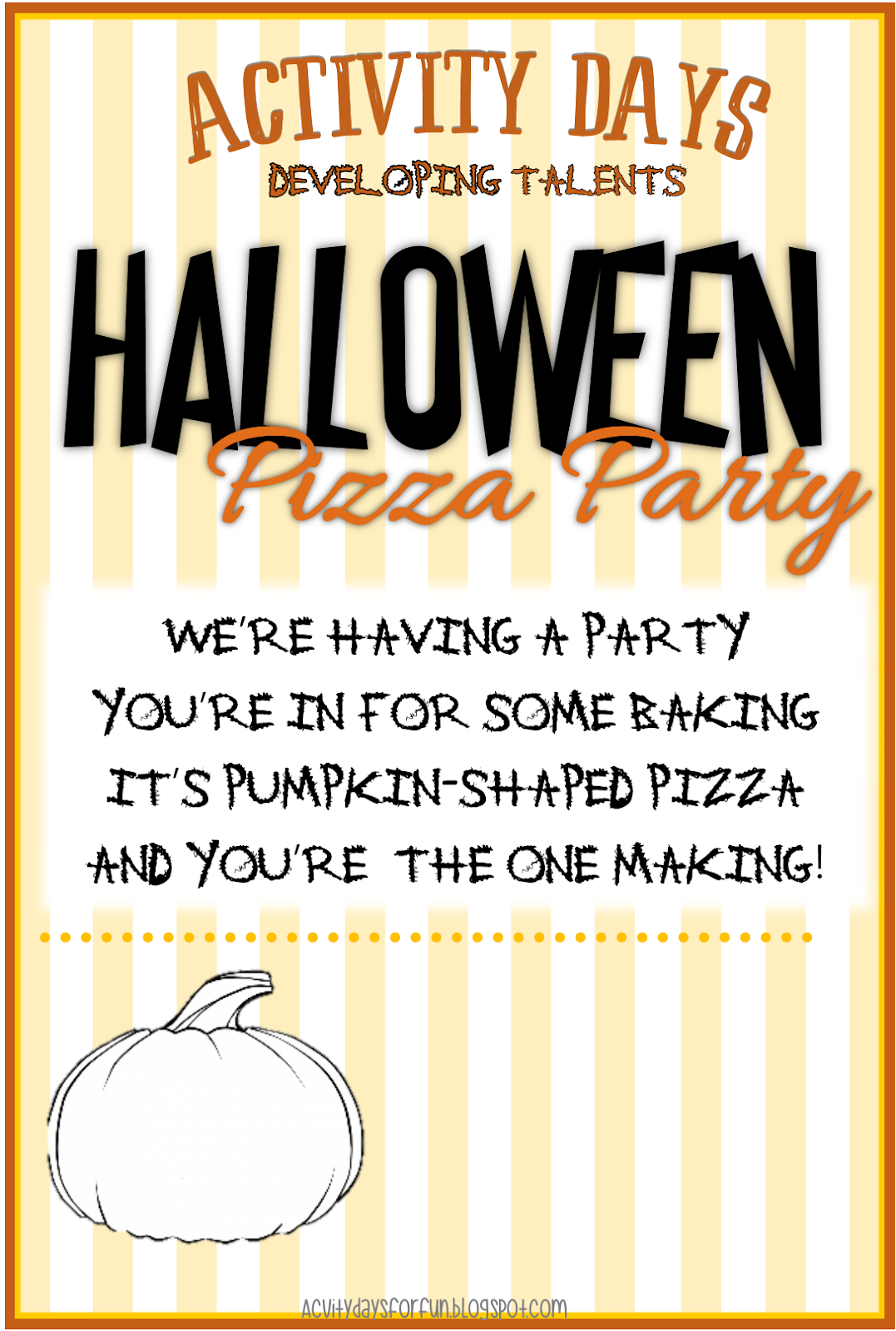 Primary Activity Ideas Halloween Pizza Party Ingredient Labels