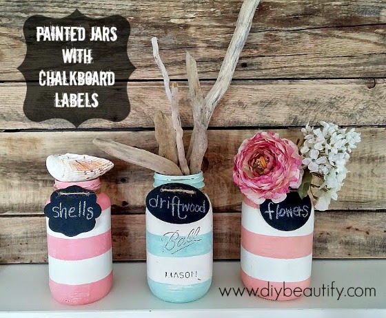 Painted Mason Jars with Chalkboard Labels www.diybeautify.com