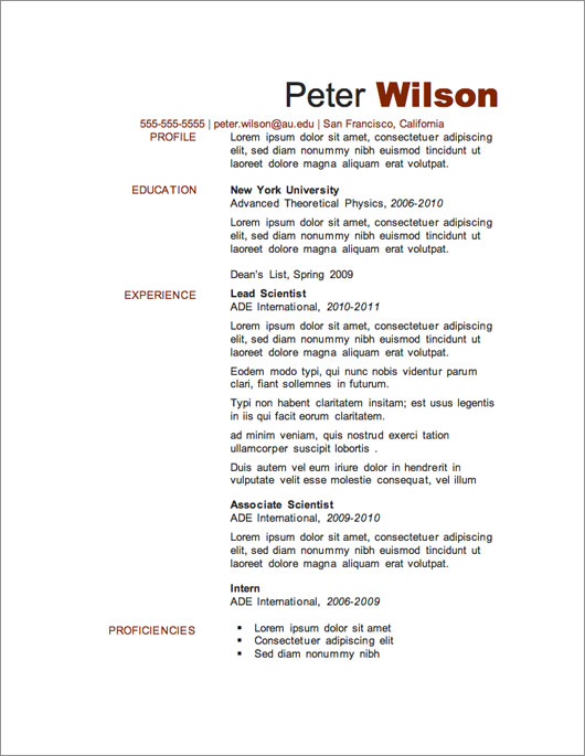 resume template on google docs