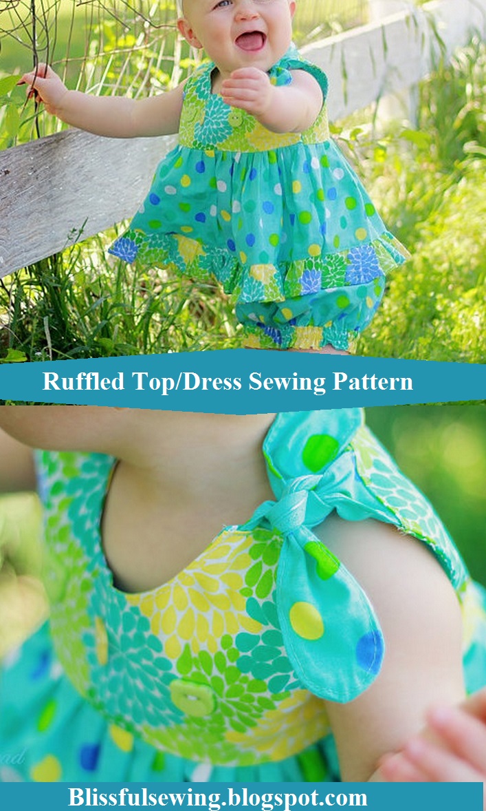 Sewing Patterns for Girls Dresses and Skirts: Ruffled Top/Dress Sewing ...