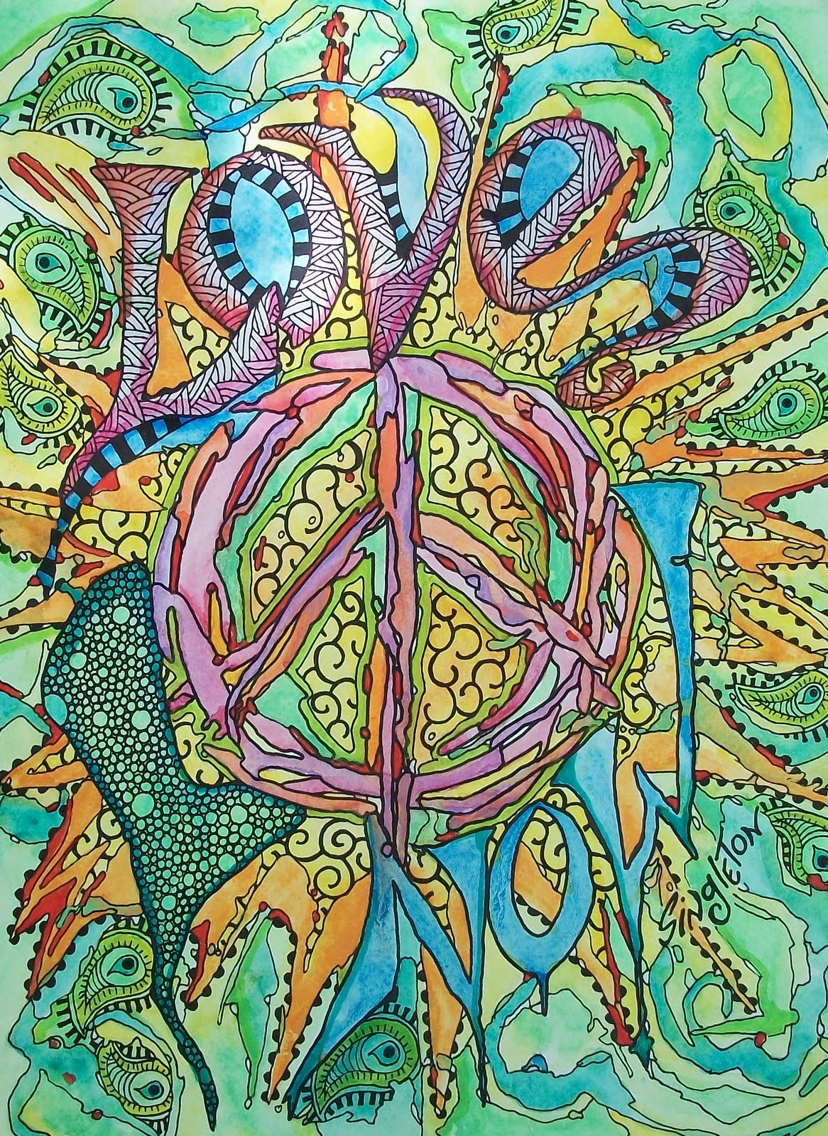 Just Give Me Peace: The Spirit, The Peace, The Love, Singleton Hippie Art
