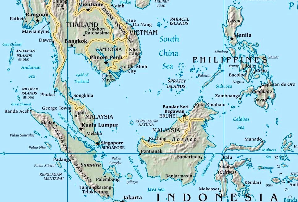 Южный бангкок. Малайзия и Индонезия на карте. Малайзия и Тайвань на карте.