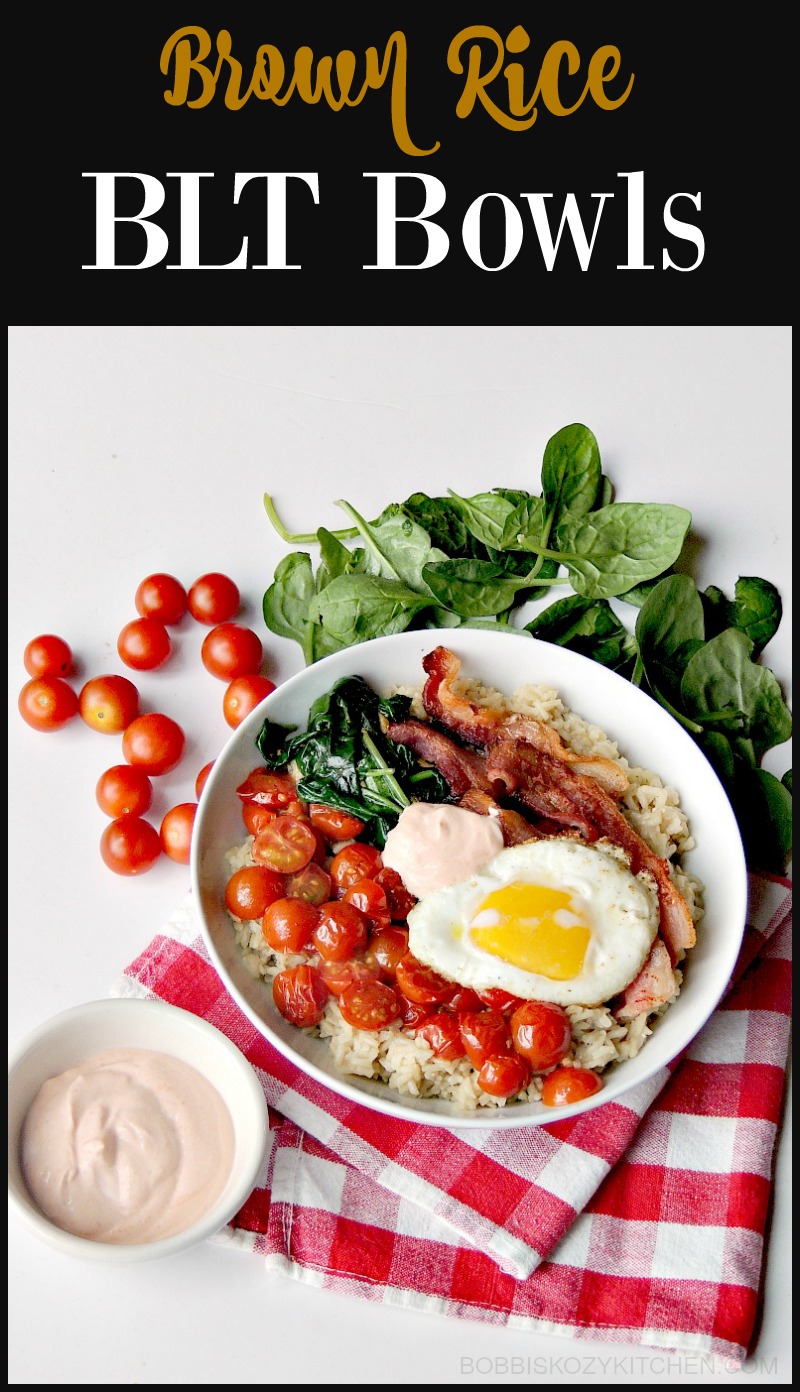 Brown Rice BLT Bowls will change the way you think about your morning meal! From www.bobbiskozykitchen.com