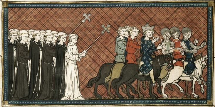 Perang Salib VII : Penebusan Raja Louis IX dan Kepulangan Friedrich II Ke Jerman  Perang Salib VII : Penebusan Raja Louis IX dan Kepulangan Friedrich II Ke Jerman  Lukisan Kepergian tentara Salib