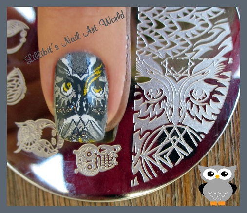 Lillibit´s Nail Art World: RETO COLORES 5 (Gris): Búho gris (placa ND003)