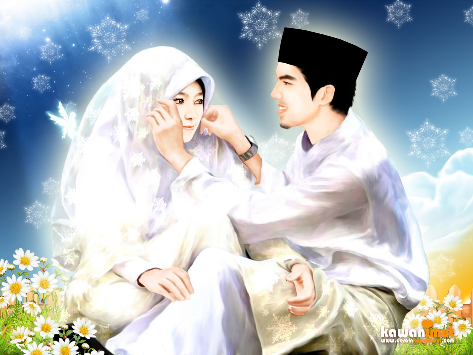  Gambar  Kartun  Romantis  Islami  Nusagates