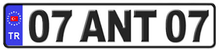 Antalya il isminin kısaltma harflerinden oluşan 07 ANT 07 kodlu Antalya plaka örneği
