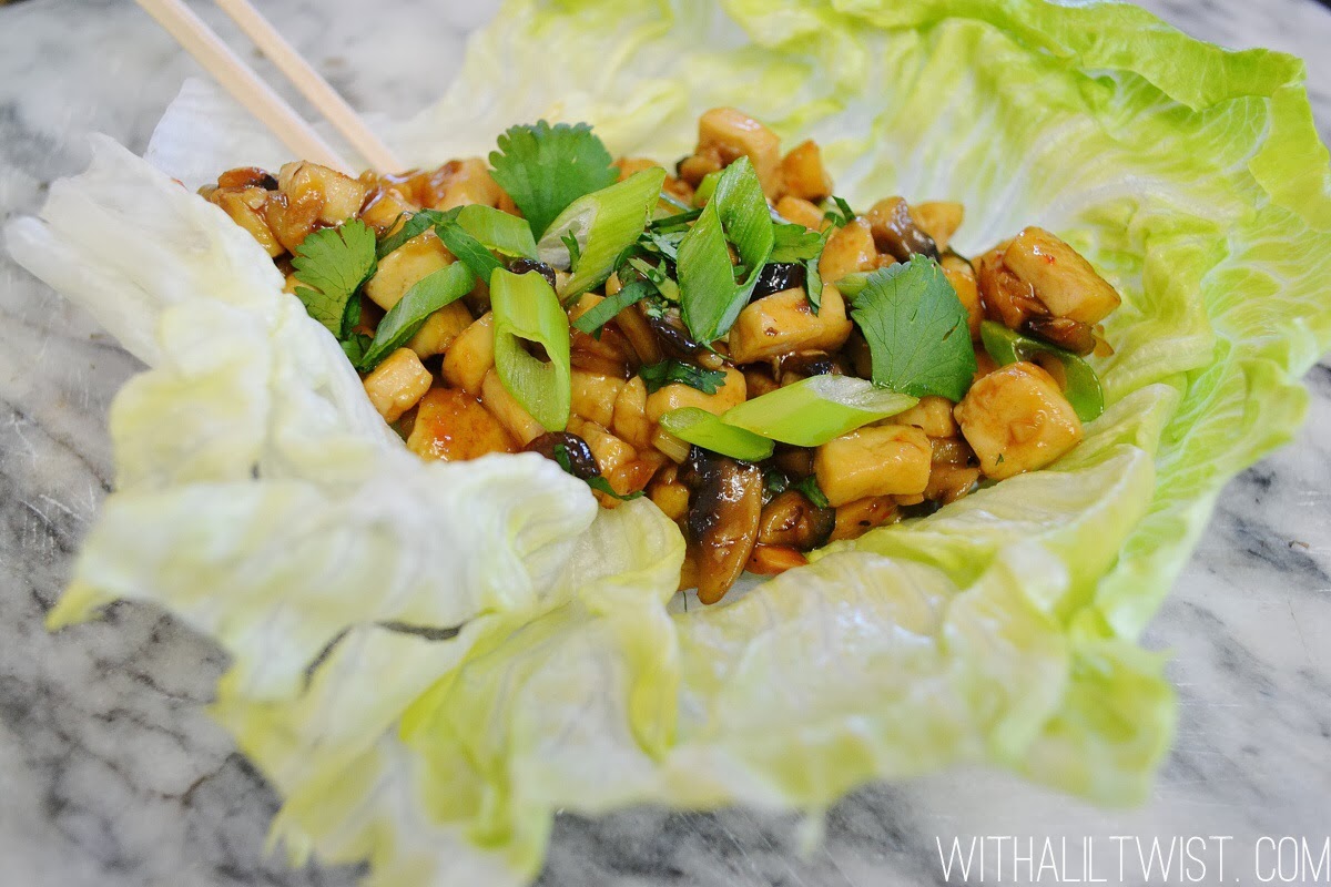 ...with a lil' twist: Tofu, Mushroom Lettuce Wraps
