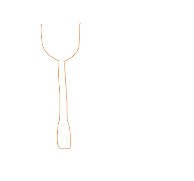 アイコン 「食事」 (作: 塚原 美樹) ～ フォークの柄の部分を描く
