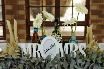 Rustic Wedding table decorations Mr & Mrs Table decorations