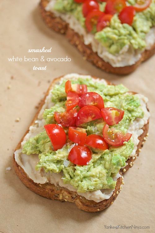 White bean avocado toast Yankee Kitchen Ninja
