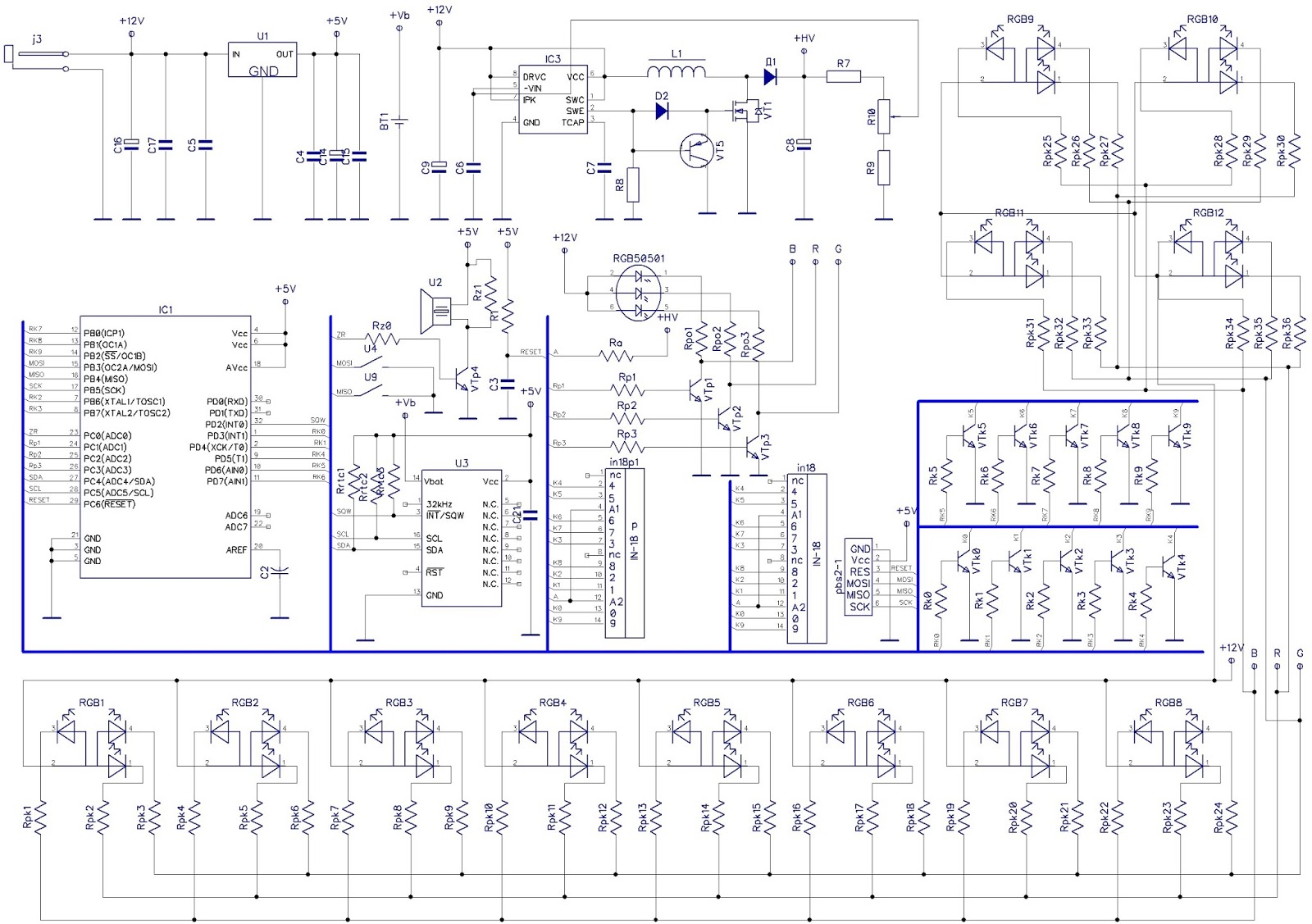 Ин 4 схема. Nixie Clock схема. Схема часов Nixie Clock. Nixie Clock Arduino схема. Часы на газоразрядных индикаторах atmega8 ds1307.