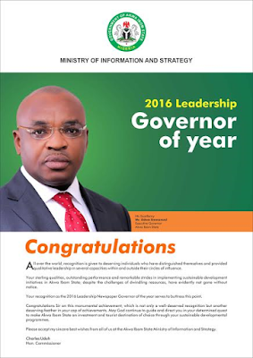 r Information boss lauds Governor Udom Emmanuel on Leadership Awards