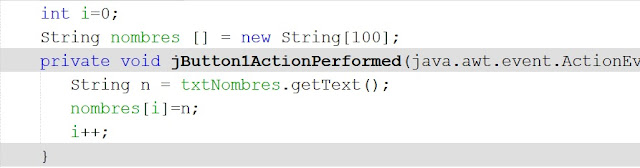 Guardar datos de un JTextField en un Array