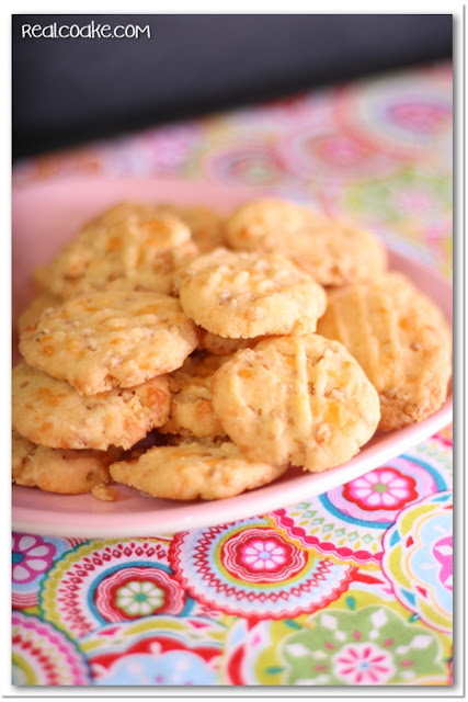 Cheese Rice Krispie Wafers on plate