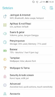 Android O Zenfone 3 System Settings