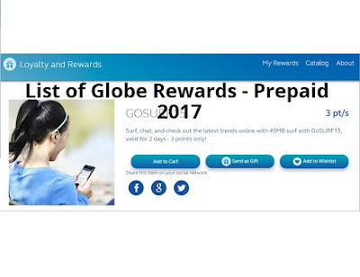 List of Globe Rewards - Prepaid, Item Codes That You Can Redeem Using Your Points Earned 2017