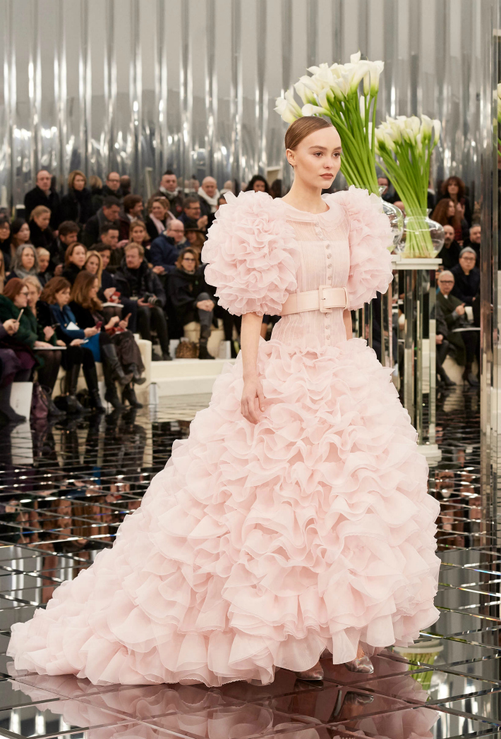 Lily-Rose Depp walks on the runway during the Chanel Haute Couture Spring  Summer 2017 shows as part of Paris Fashion Week on January 24, 2017 in  Paris, France. Photo by Laurent Zabulon/ABACAPRESS.COM
