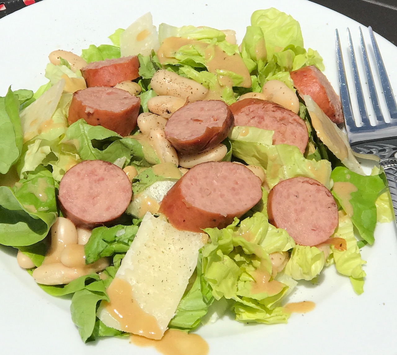 Our Good Life Grilled Kielbasa and Warm Mustard Vinaigrette Salad 