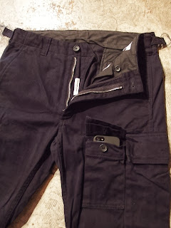 engineered garments matt pant in black coated heavy twill