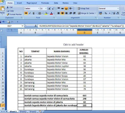 Belajar Fungsi SUM, SUMIF Dan SUMIFS Dalam MS Excel