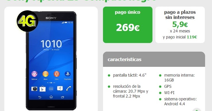 Sony Xperia Z3 Compact en Amena por 269 euros | Análisis de Ofertaman ...