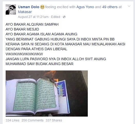 Akun FB Ini Menghujat Agama Islam! (Bantu laporkan ya biar di close)