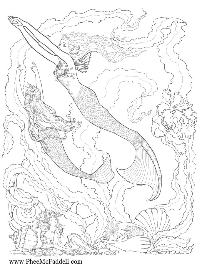 fairies and mermaids coloring pages - photo #18