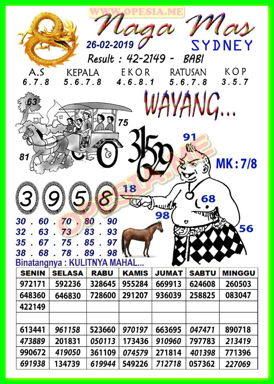 Syair Sidney Selasa 26 Februari 2019 Opesia Official
