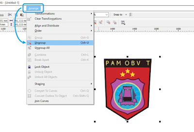 Ungroup Objek Vector CorelDraw