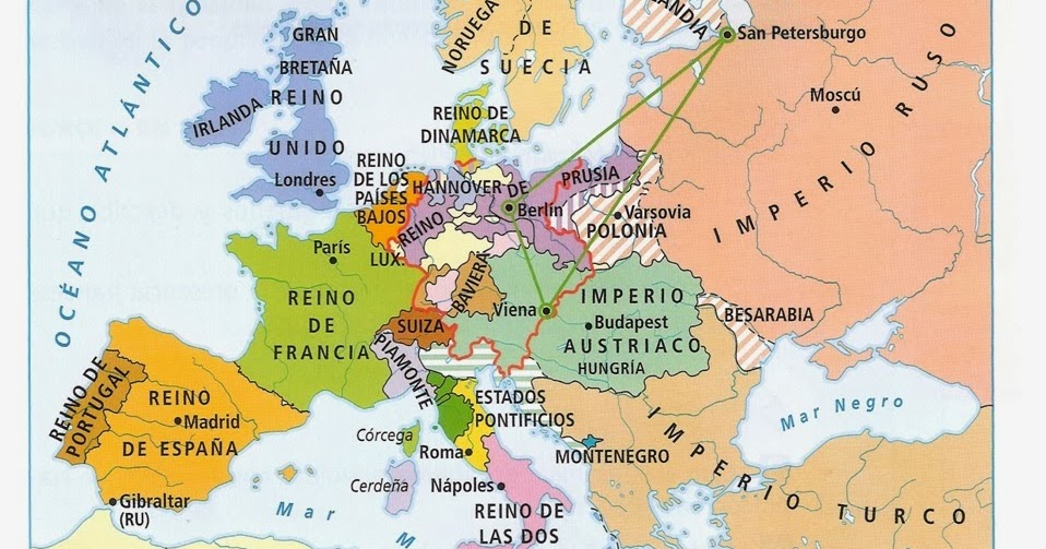 Historia 4º Eso Mapa HistÓrico La Europa De La RestauraciÓn El
