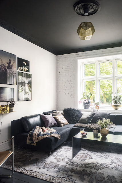 Black & White apartment in Copenhagen with interesting metallic contrasts