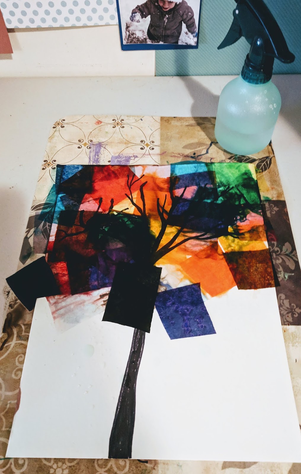 In Praise of Play Tu B'Shevat Tissue Paper Tree Art