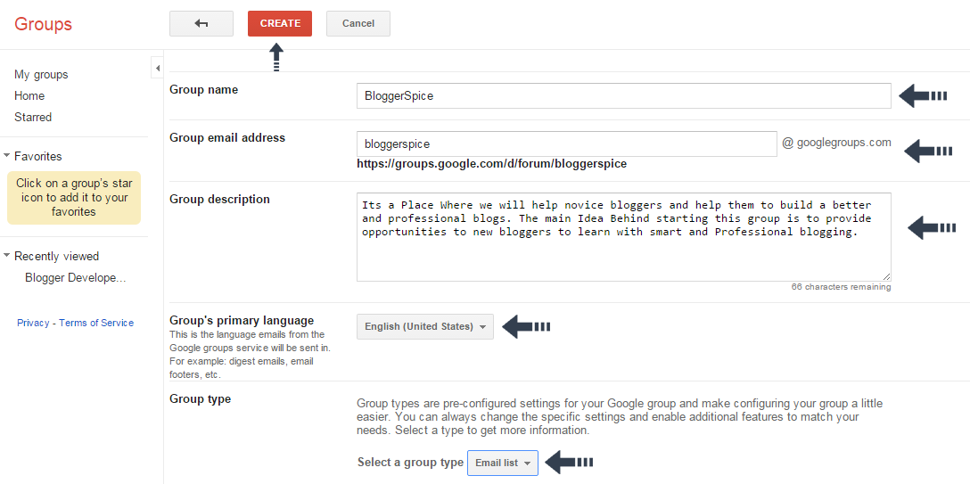 forum and email based group on google
