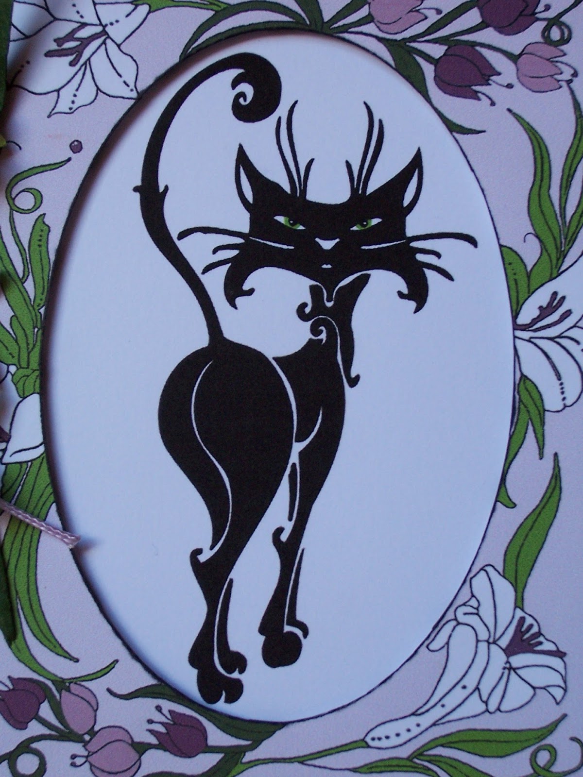 Whitch Craft Art Nouveau Cat Birthday card