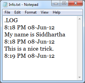 Save a log in Notepad