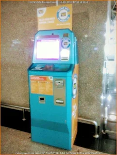 self service kiosk (SSK), mesin kiosk layan diri, beli dan topup kad Touch 'n Go secara percuma di Lapangan Terbang Antarabangsa Kuala Lumpur (KLIA)