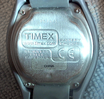 Back screws on battery cover of Timex digital heart rate monitor watch 