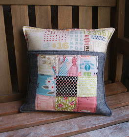patchwork linen pocket zakka pillow