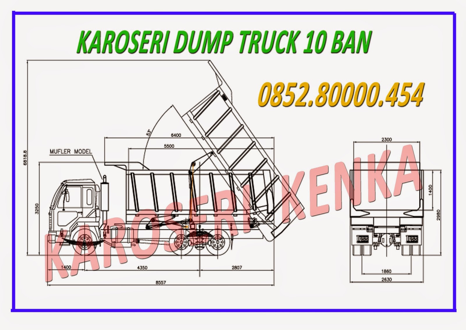 DIMENSI / UKURAN DUMP TRUCK all type >> KAROSERI KENKA