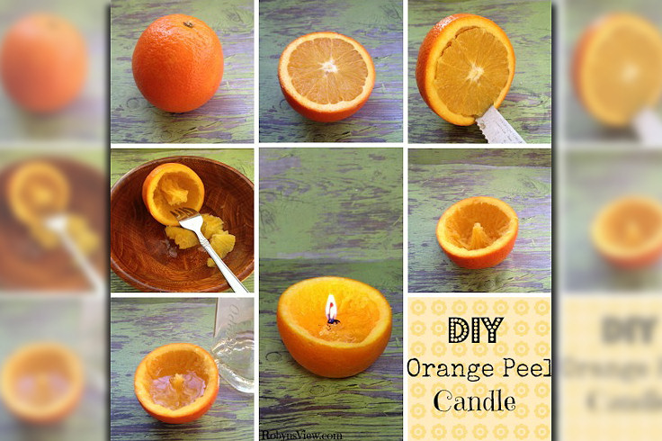 orange peel used as a candle