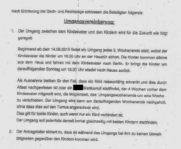 Amtsgericht Hannover genehmigte 2013 Umgangsvereinbarung 